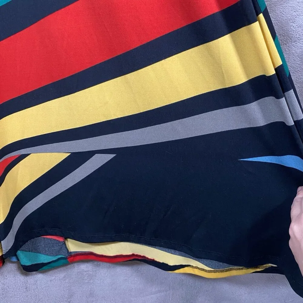 Vintage Y2K Wet Seal Maxi Dress Size L Retro Colorful Halter Tie Stretch V Neck - Picture 8 of 16